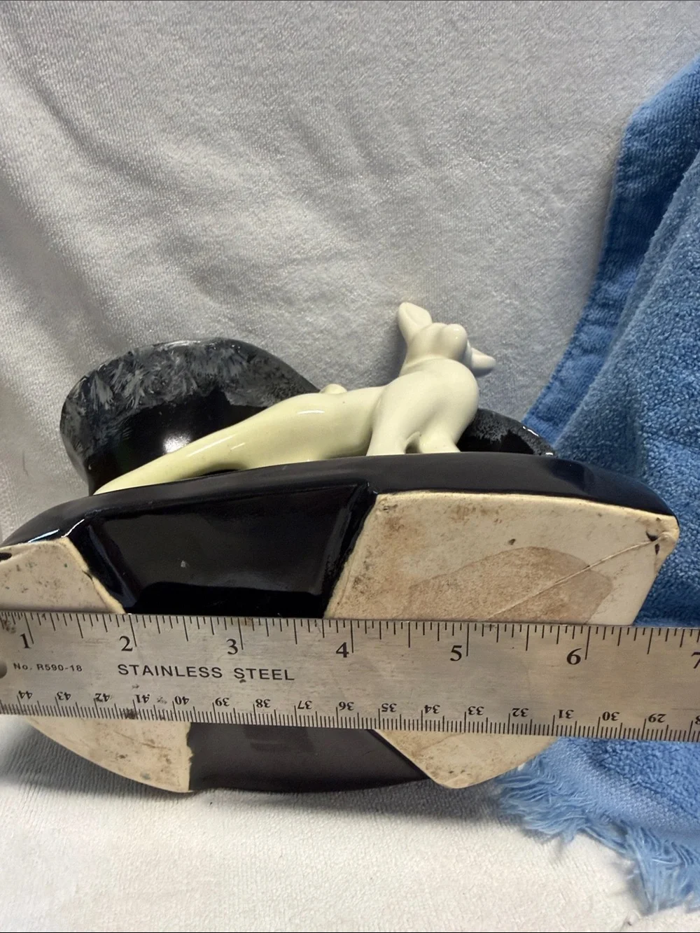 Mid-Century Modern Ceramic Deer Planter Vase - Black & Cream